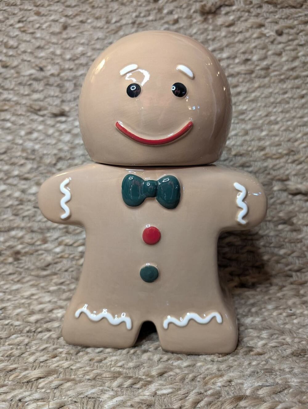 New Holiday Time Christmas Gingerbread Man 11" Ceramic Cookie Jar Kitchen Decor